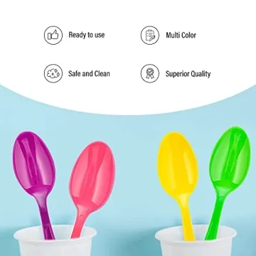 50 Durable Candy Colored Plastic Tea Spoons for All Occasions