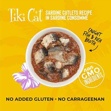 Tiki Cat Grill Wet Cat Food, Sardine Cutlets, 2.8 oz. Cans (12 Count)
