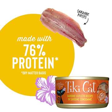 Tiki Cat Grill Wet Cat Food, Sardine Cutlets, 2.8 oz. Cans (12 Count)