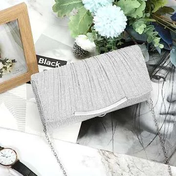 UBAYMAX Evening Bag Clutch Purses for Women Lady Girl Handbags Crossbody Bag Wedding Bag for Prom Cocktail Party Wedding Engagement (Silver)