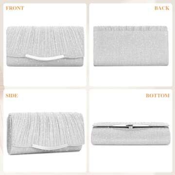 UBAYMAX Evening Bag Clutch Purses for Women Lady Girl Handbags Crossbody Bag Wedding Bag for Prom Cocktail Party Wedding Engagement (Silver)