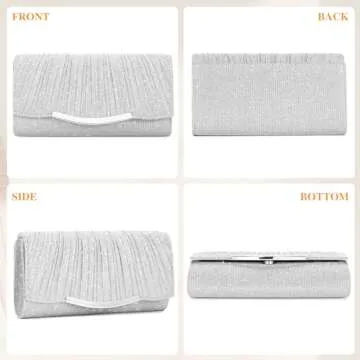 UBAYMAX Evening Bag Clutch Purses for Women Lady Girl Handbags Crossbody Bag Wedding Bag for Prom Cocktail Party Wedding Engagement (Silver)