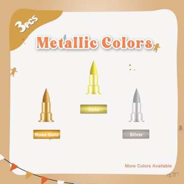 Edible Metallic Markers Set of 3 for Food Decorating
