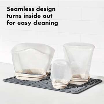 OXO Good Grips Silicone Reusable Bag – Stand-Up Snack (12 oz) – Oat