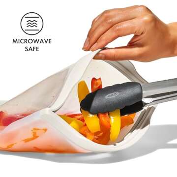 OXO Good Grips Silicone Reusable Bag – Stand-Up Snack (12 oz) – Oat