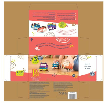 B. toys Mini Pull-Back Vehicles Set for Kids - 3 Cars