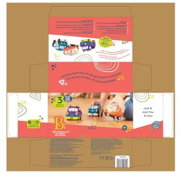 B. toys Mini Pull-Back Vehicles Set for Kids - 3 Cars