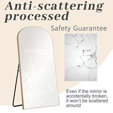 NeuType Arched Full Length Mirror, 71"x32"Full Body Mirror, Wooden Thin Frame, Hanging or Leaning Against Wall, Oversized Large Bedroom Mirror, Floor Mirror, Dressing Mirror, Gold