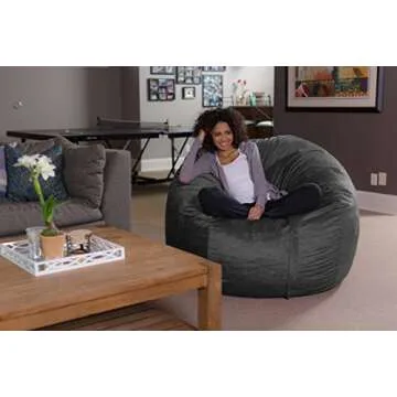 Sofa Sack Bean Bag Chair - Plush, Ultra Soft - Memory Foam Bean Bag Chair with Microsuede Cover - Stuffed Foam Filled Furniture and Accessories for Dorm Room 5 Feet - Charcoal