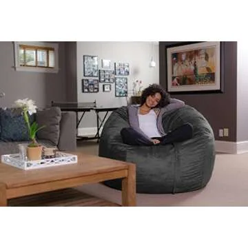 Sofa Sack Bean Bag Chair - Plush, Ultra Soft - Memory Foam Bean Bag Chair with Microsuede Cover - Stuffed Foam Filled Furniture and Accessories for Dorm Room 5 Feet - Charcoal