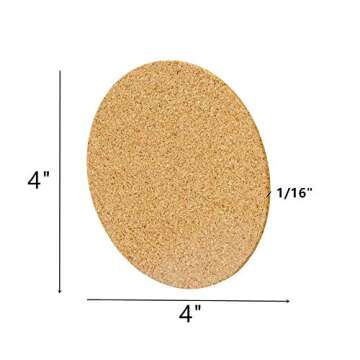 XIYUAN 50 Pieces of self-Adhesive Cork, 4" self-Adhesive Cork mat, Round, for DIY Coasters, Cork Board, corkboard, Strong Sticky Mini Cork