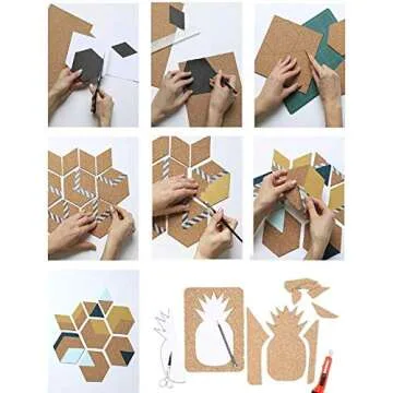 XIYUAN 50 Pieces of self-Adhesive Cork, 4" self-Adhesive Cork mat, Round, for DIY Coasters, Cork Board, corkboard, Strong Sticky Mini Cork