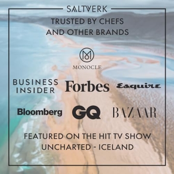 Saltverk Salt Gift Set of 4 Lava, Birch Smoked, Arctic Thyme, Flaky Sea Salt Sampler - Hand Harvested Gourmet - Sustainably Made - 12.33 Ounces Total