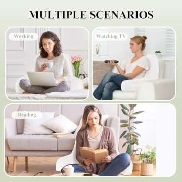 downluxe Reading Pillow with Support Arms, Bed Pillows for Sitting Up in Bed/Couch, Large Adult Arm Pillow with Shredded Memory Foam and Removable Cover (20 X 15 Inches White)