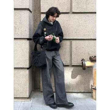 Adenorah Womens Oversized Cute Hoodie Mens Fall Acid Wash Blank Preppy Y2K Vintage Heavyweight Cotton Sweatshirts Hoodies with Pocket, Green, Plus Size