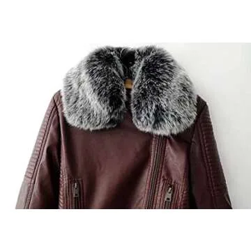 Chic Lentta Women's PU Leather Moto Jacket with Fur Collar