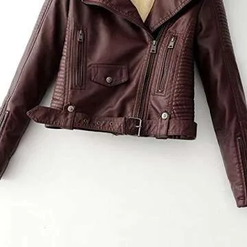 Chic Lentta Women's PU Leather Moto Jacket with Fur Collar