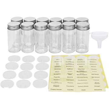 Simple Houseware Spice Jars Bottles w/label (Set of 12)