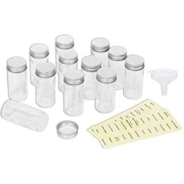 Simple Houseware Spice Jars Bottles w/label (Set of 12)