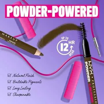 NYX PROFESSIONAL MAKEUP Powder Louder Eyebrow Pencil, Brow Pencil with Buildable Volume For Up To 12HR Wear, Vegan Formula - Taupe