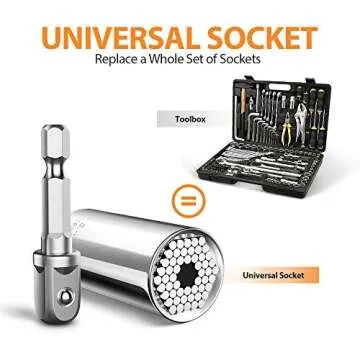 Universal Socket Tools Gifts for Men: Christmas Stocking Stuffers Birthday Gift for Dad Husband Him Women 1/4"-3/4"(7-19mm) Super Socket Set Impact Power Drill Adapter Unique Cool Gadgets