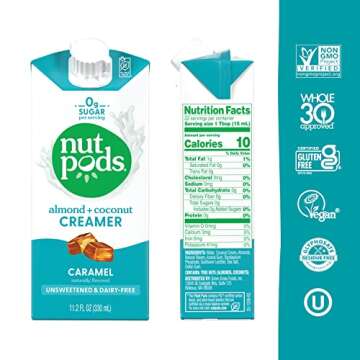 nutpods Caramel Coffee Creamer - Unsweetened Non Dairy Creamer Made from Almonds and Coconuts - Keto...