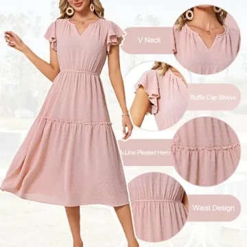 Elegant Women's Floral Boho V-Neck Dress for Summer Wear