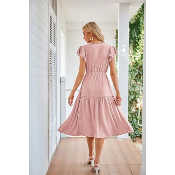 Elegant Women's Floral Boho V-Neck Dress for Summer Wear