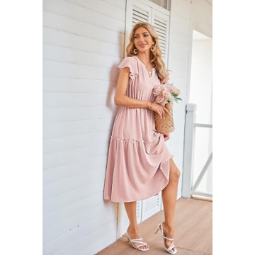 Elegant Women's Floral Boho V-Neck Dress for Summer Wear