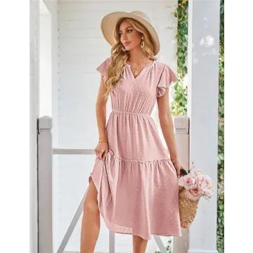 Elegant Women's Floral Boho V-Neck Dress for Summer Wear