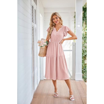 Elegant Women's Floral Boho V-Neck Dress for Summer Wear