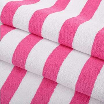 Arkwright Cali Cabana Stripe Beach Towel Set - 4 Pack Quick Dry Cotton Towels for Pool & Beach