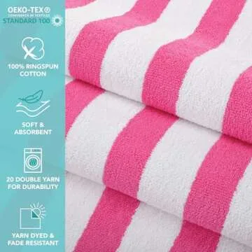 Arkwright Cali Cabana Stripe Beach Towel Pack - 4 Soft Cotton Towels