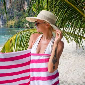 Arkwright Cali Cabana Stripe Beach Towel Pack - 4 Soft Cotton Towels