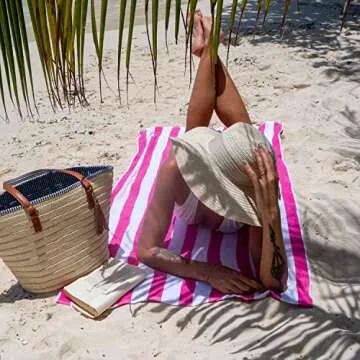 Arkwright Cali Cabana Stripe Beach Towel Pack - 4 Soft Cotton Towels