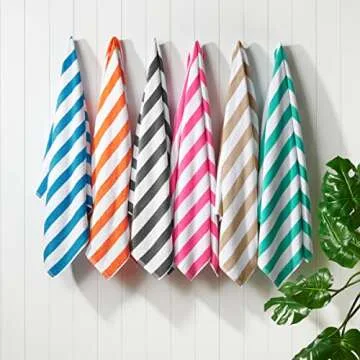 Arkwright Cali Cabana Stripe Beach Towel Pack - 4 Soft Cotton Towels