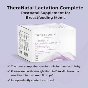 Theralogix TheraNatal Lactation Complete Postnatal Vitamin Supplement - 13-Week Supply - Breastfeeding Supplement for Women - NSF Certified - 182 Tablets & 91 Softgels