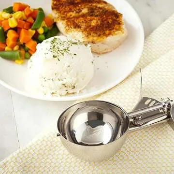 Restaurantware-Met Lux 4 Ounce Portion Scoop, 1 Trigger Release Cookie Scoop - With Gray Handle, Stainless Steel Disher, For Portion Control, Scoop Cookie Dough, Cupcake Batter, Or Ice Cream