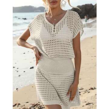 Mokoru Women Crochet Swimsuit Coverup Summer Bathing Suit Swim Cover Up Beach Vacation Dresses Swimw...