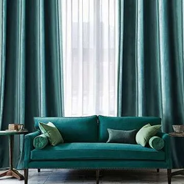 MIULEE 2 Panels Blackout Velvet Curtains Solid Soft Grommet Teal Curtains Thermal Insulated Soundproof Room Darkening Black Out Curtains/Drapes/Panels for Living Room Bedroom 52 x 108 Inch