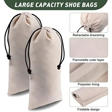 12 Pcs Beige Shoe Dust Bags Drawstring Washable Travel Storage
