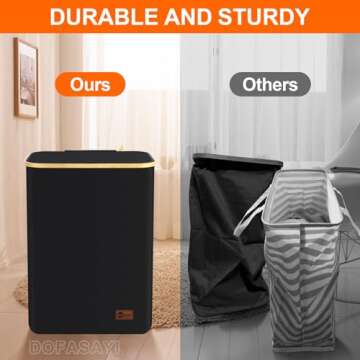 145L Large Laundry Hamper with Lid - 2 Section Laundry Basket with Removable Laundry Bag, Bamboo Han...