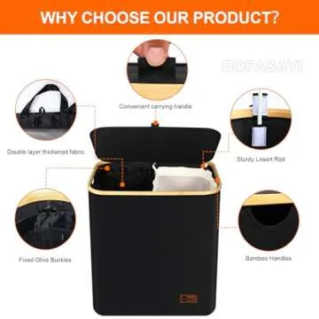 145L Large Laundry Hamper with Lid - Dual Compartment Stylish Storage