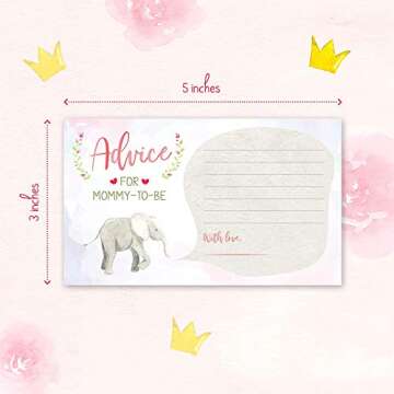 Baby Shower Games for Girls - Pink Elephant Theme - Pack of 5 Activities for 50 Guests, 5x7 Cards - Baby Shower Decorations for Girls, Party Supplies