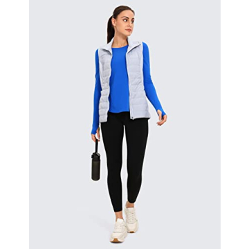 CRZ YOGA Women's Pima Cotton Long Sleeve Workout Shirts Open Back Yoga Tops Classic Fit Activewear Strong Blue Large