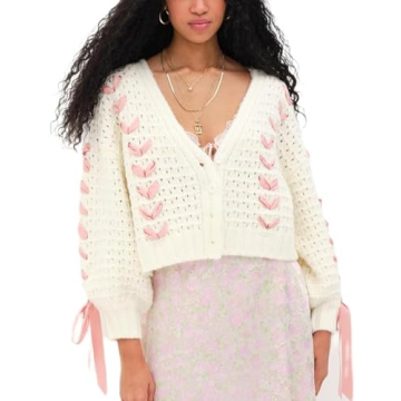 Chic Women Y2k V Neck Sweater - Cozy Cable Knit Cardigan