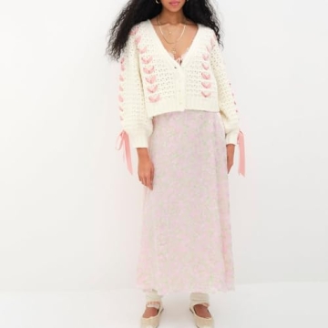 Chic Women Y2k V Neck Sweater - Cozy Cable Knit Cardigan