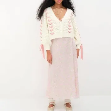 Chic Women Y2k V Neck Sweater - Cozy Cable Knit Cardigan