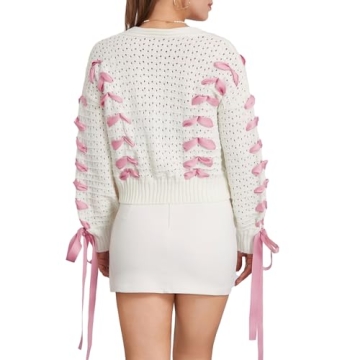 Chic Women Y2k V Neck Sweater - Cozy Cable Knit Cardigan