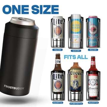 Frost Buddy Universal Buddy Can Cooler - Fits All - For Regular 12 & 16 oz or Slim-Size Bottles - In...